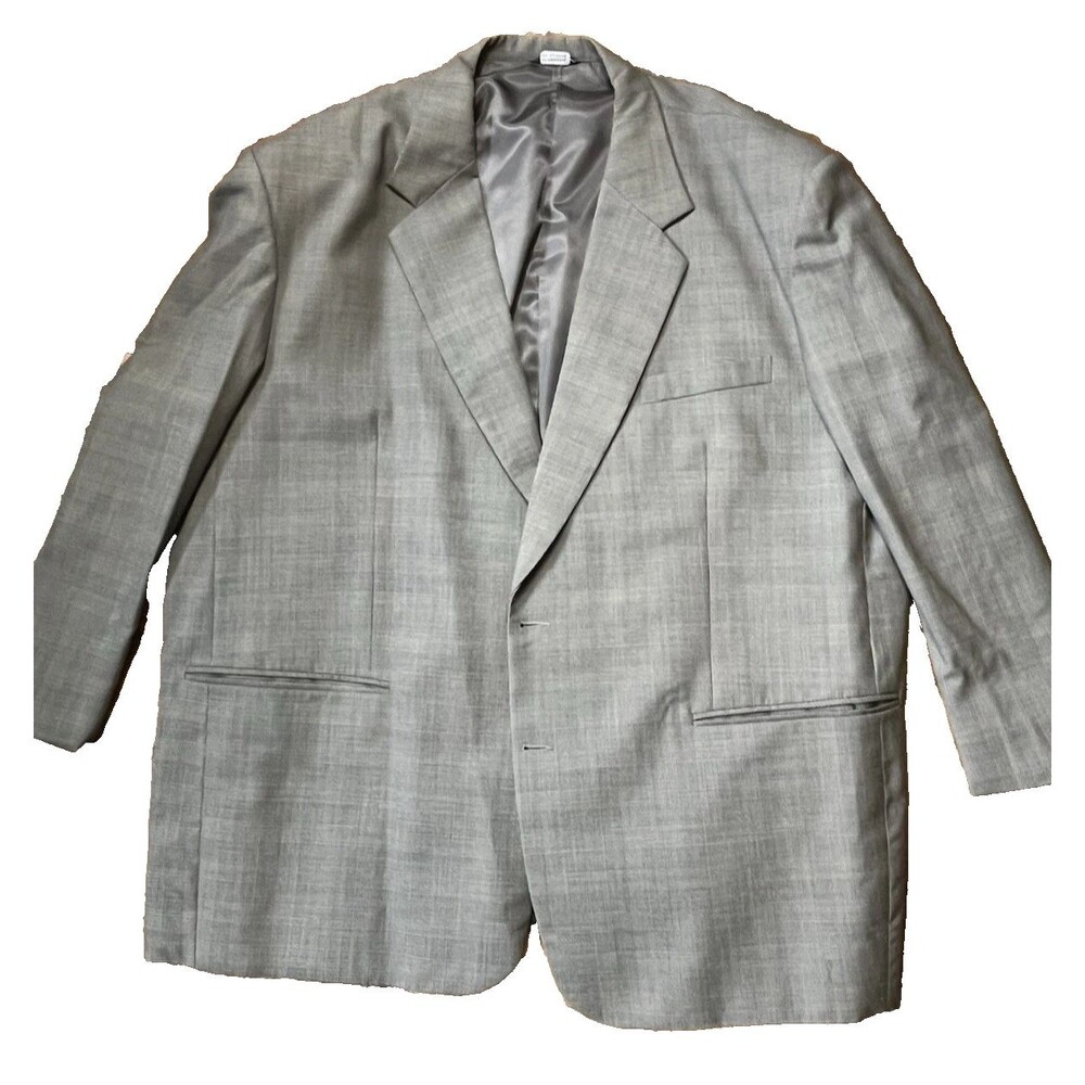 Euro Tailoring Custom Wool Suit Jacket Mens 42-44 Gray Plaid Blazer